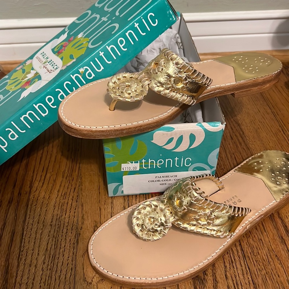 Palm Beach Gold Sandals NIB Size 10